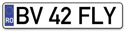Placuta inmatriculare numar auto  BV-42-FLY, BV 42 FLY, BV42FLY