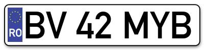 Placuta inmatriculare numar auto  BV-42-MYB, BV 42 MYB, BV42MYB