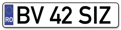 Placuta inmatriculare numar auto  BV-42-SIZ, BV 42 SIZ, BV42SIZ