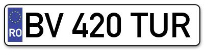 Placuta inmatriculare numar auto  BV-420-TUR, BV 420 TUR, BV420TUR