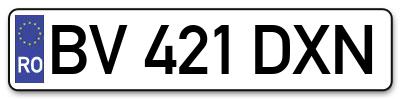 Placuta inmatriculare numar auto  BV-421-DXN, BV 421 DXN, BV421DXN