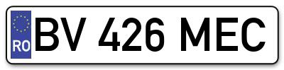 Placuta inmatriculare numar auto  BV-426-MEC, BV 426 MEC, BV426MEC