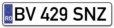 Placuta inmatriculare numar auto  BV-429-SNZ, BV 429 SNZ, BV429SNZ
