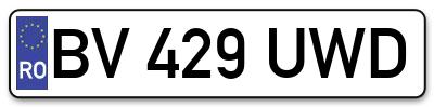 Placuta inmatriculare numar auto  BV-429-UWD, BV 429 UWD, BV429UWD
