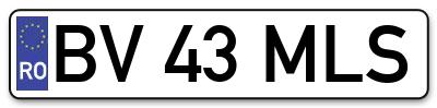 Placuta inmatriculare numar auto  BV-43-MLS, BV 43 MLS, BV43MLS