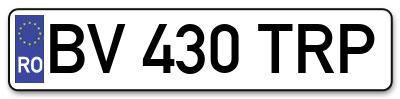 Placuta inmatriculare numar auto  BV-430-TRP, BV 430 TRP, BV430TRP