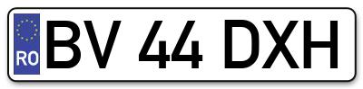 Placuta inmatriculare numar auto  BV-44-DXH, BV 44 DXH, BV44DXH