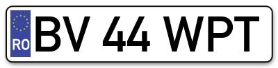 Placuta inmatriculare numar auto  BV-44-WPT, BV 44 WPT, BV44WPT