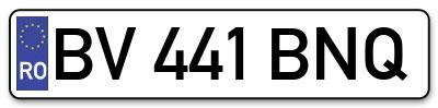 Placuta inmatriculare numar auto  BV-441-BNQ, BV 441 BNQ, BV441BNQ