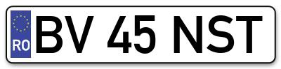 Placuta inmatriculare numar auto  BV-45-NST, BV 45 NST, BV45NST