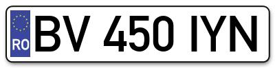 Placuta inmatriculare numar auto  BV-450-IYN, BV 450 IYN, BV450IYN