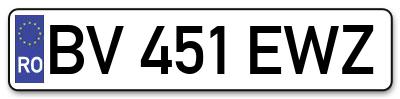 Placuta inmatriculare numar auto  BV-451-EWZ, BV 451 EWZ, BV451EWZ