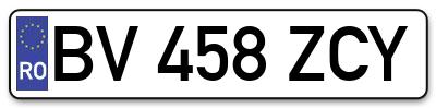 Placuta inmatriculare numar auto  BV-458-ZCY, BV 458 ZCY, BV458ZCY