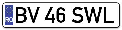 Placuta inmatriculare numar auto  BV-46-SWL, BV 46 SWL, BV46SWL