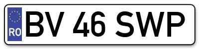 Placuta inmatriculare numar auto  BV-46-SWP, BV 46 SWP, BV46SWP