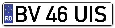 Placuta inmatriculare numar auto  BV-46-UIS, BV 46 UIS, BV46UIS