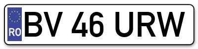 Placuta inmatriculare numar auto  BV-46-URW, BV 46 URW, BV46URW