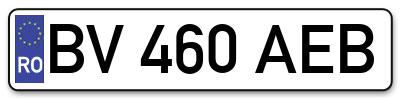 Placuta inmatriculare numar auto  BV-460-AEB, BV 460 AEB, BV460AEB