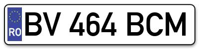 Placuta inmatriculare numar auto  BV-464-BCM, BV 464 BCM, BV464BCM