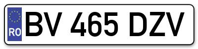 Placuta inmatriculare numar auto  BV-465-DZV, BV 465 DZV, BV465DZV