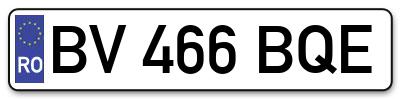 Placuta inmatriculare numar auto  BV-466-BQE, BV 466 BQE, BV466BQE