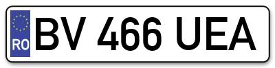 Placuta inmatriculare numar auto  BV-466-UEA, BV 466 UEA, BV466UEA