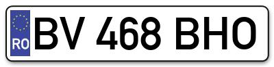 Placuta inmatriculare numar auto  BV-468-BHO, BV 468 BHO, BV468BHO