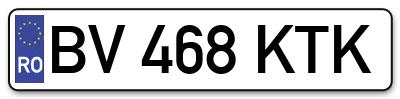 Placuta inmatriculare numar auto  BV-468-KTK, BV 468 KTK, BV468KTK