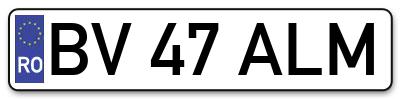 Placuta inmatriculare numar auto  BV-47-ALM, BV 47 ALM, BV47ALM