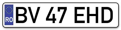 Placuta inmatriculare numar auto  BV-47-EHD, BV 47 EHD, BV47EHD