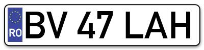 Placuta inmatriculare numar auto  BV-47-LAH, BV 47 LAH, BV47LAH