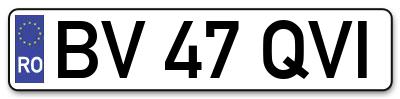 Placuta inmatriculare numar auto  BV-47-QVI, BV 47 QVI, BV47QVI