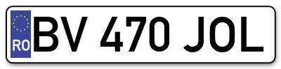 Placuta inmatriculare numar auto  BV-470-JOL, BV 470 JOL, BV470JOL