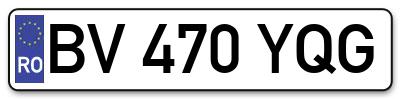 Placuta inmatriculare numar auto  BV-470-YQG, BV 470 YQG, BV470YQG