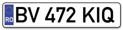 Placuta inmatriculare numar auto  BV-472-KIQ, BV 472 KIQ, BV472KIQ