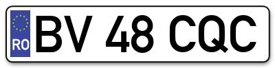 Placuta inmatriculare numar auto  BV-48-CQC, BV 48 CQC, BV48CQC