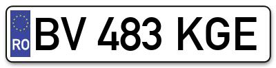 Placuta inmatriculare numar auto  BV-483-KGE, BV 483 KGE, BV483KGE