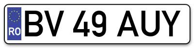 Placuta inmatriculare numar auto  BV-49-AUY, BV 49 AUY, BV49AUY