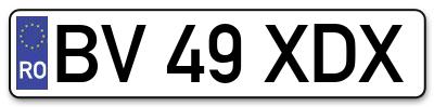 Placuta inmatriculare numar auto  BV-49-XDX, BV 49 XDX, BV49XDX