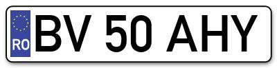 Placuta inmatriculare numar auto  BV-50-AHY, BV 50 AHY, BV50AHY