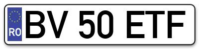 Placuta inmatriculare numar auto  BV-50-ETF, BV 50 ETF, BV50ETF