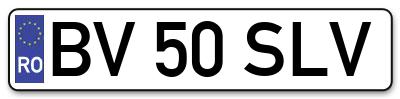 Placuta inmatriculare numar auto  BV-50-SLV, BV 50 SLV, BV50SLV