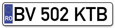 Placuta inmatriculare numar auto  BV-502-KTB, BV 502 KTB, BV502KTB