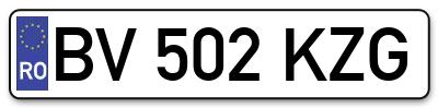 Placuta inmatriculare numar auto  BV-502-KZG, BV 502 KZG, BV502KZG