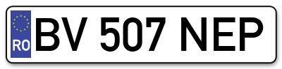 Placuta inmatriculare numar auto  BV-507-NEP, BV 507 NEP, BV507NEP