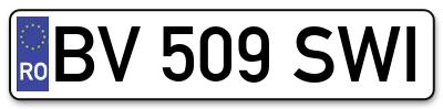 Placuta inmatriculare numar auto  BV-509-SWI, BV 509 SWI, BV509SWI