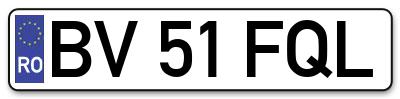 Placuta inmatriculare numar auto  BV-51-FQL, BV 51 FQL, BV51FQL