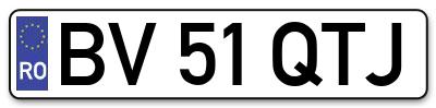 Placuta inmatriculare numar auto  BV-51-QTJ, BV 51 QTJ, BV51QTJ