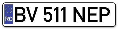 Placuta inmatriculare numar auto  BV-511-NEP, BV 511 NEP, BV511NEP