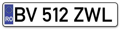 Placuta inmatriculare numar auto  BV-512-ZWL, BV 512 ZWL, BV512ZWL